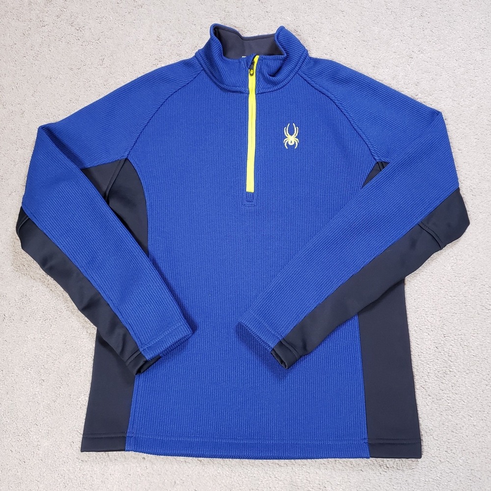 Spyder Outbound Sweater Men Medium Blue F21 Half Zip Midweight Outdoor Logo